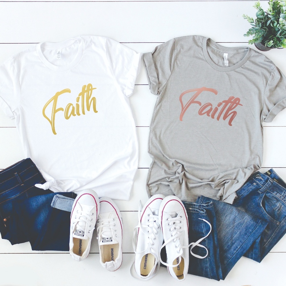 ROSE GOLD FAITH INSPIRATIONAL CHRISTIAN TEE SHIRT - Picture 1 of 2